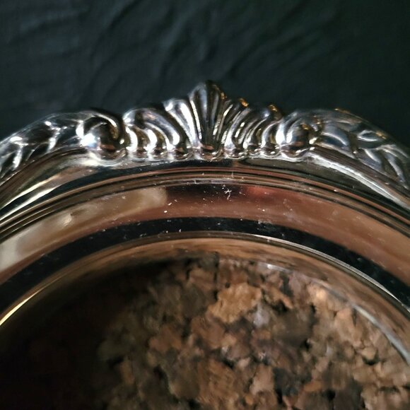 Large Vtg Sheridan Silverplate Champagne Wine Bottle Coaster with Cork Liner - Picture 2 of 5